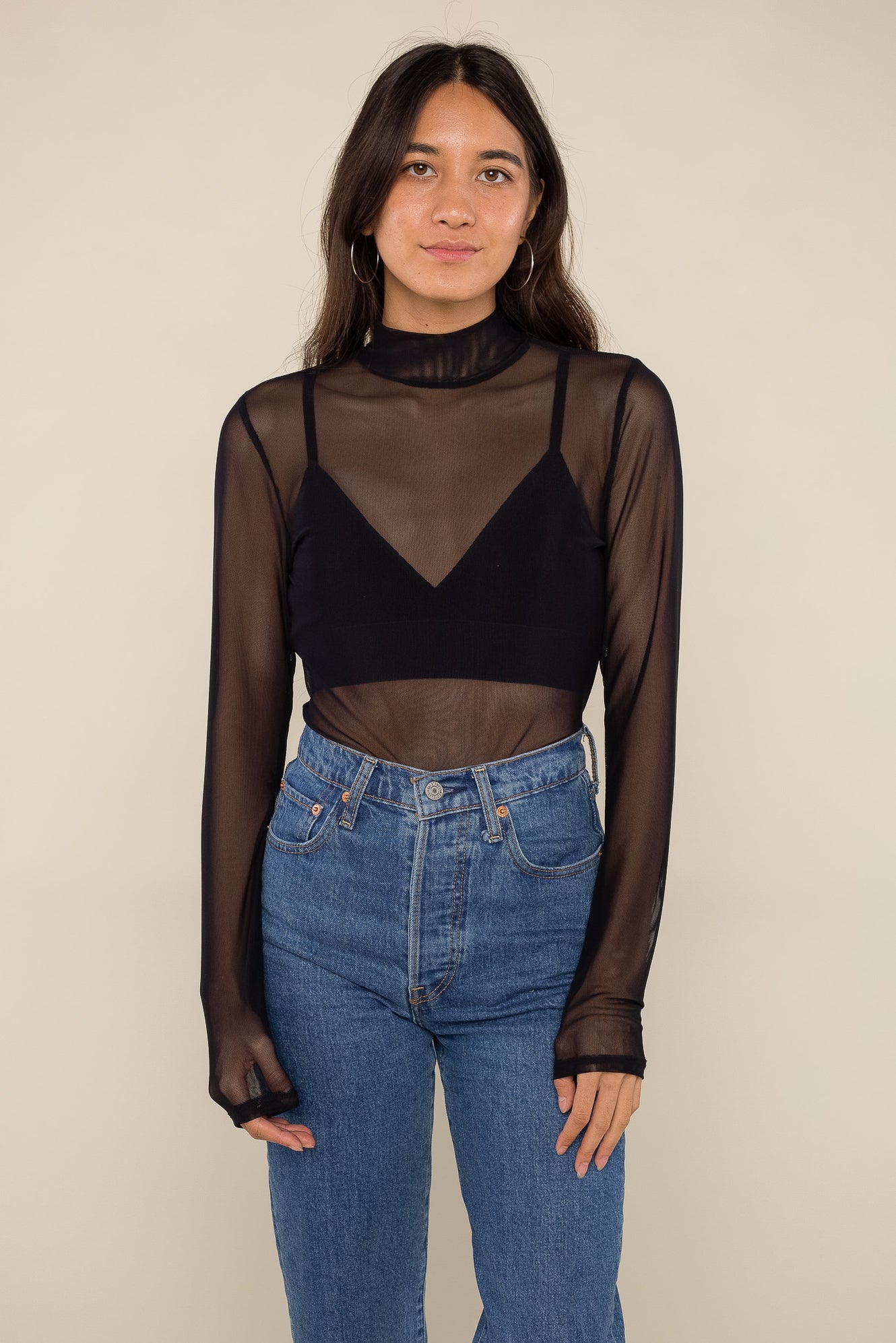 Mesh Mockneck Top
