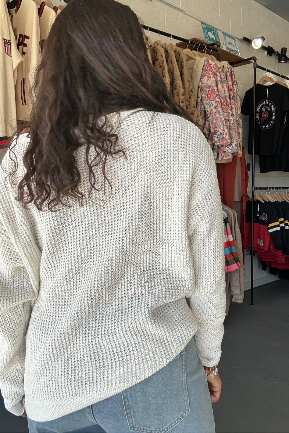 Loose Fit Slant Neck Knit Top