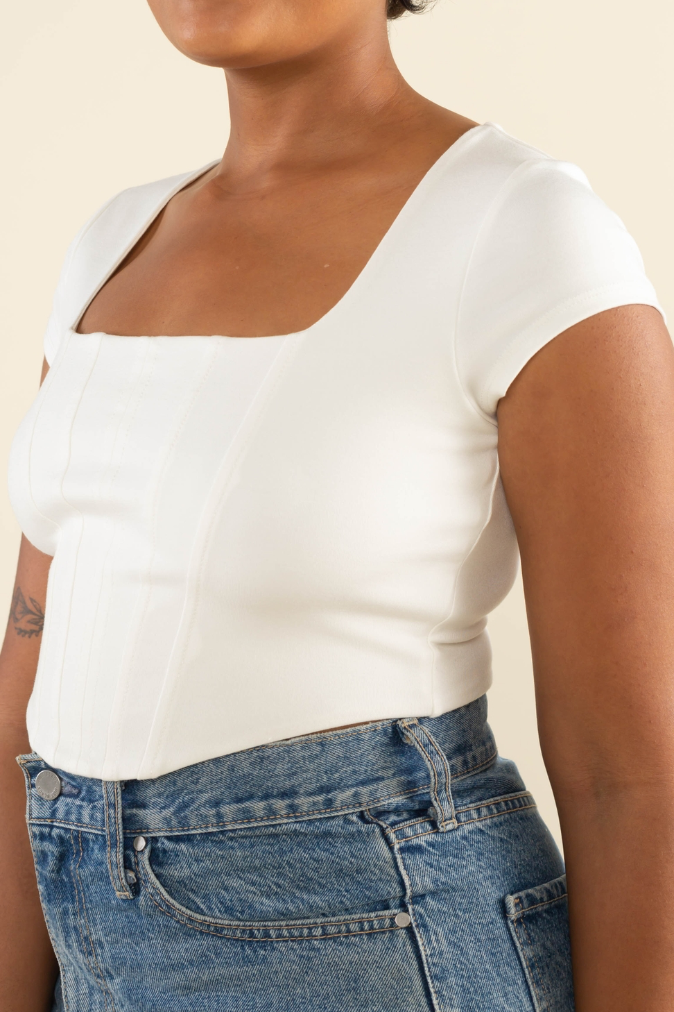 Corset Cap Sleeve Crop Top