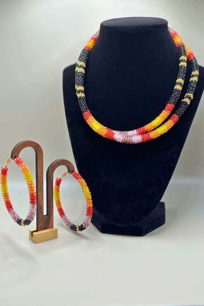 Beaded Rope Chain & Hoop Set