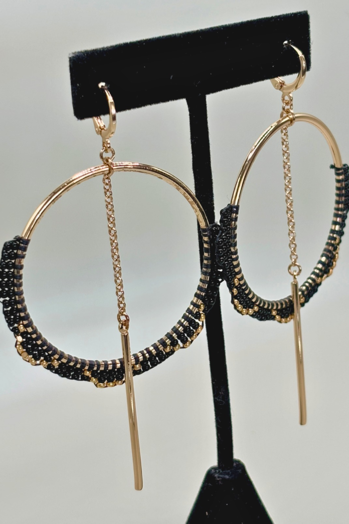 Beaded Hoop & Dagger Earring
