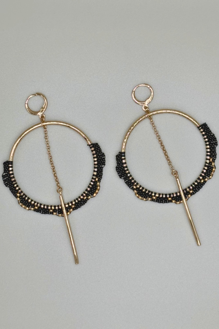 Beaded Hoop & Dagger Earring